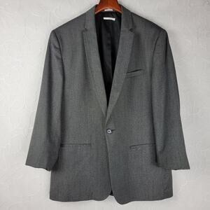 Calvin Klein Men's Blazer XL Gray Slim Fit One Button Single Vent Sports Coat